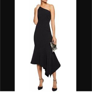 Cinq a Sept Black Dulcina One Shoulder Asymmetrical Gown Dress Women's Size 2